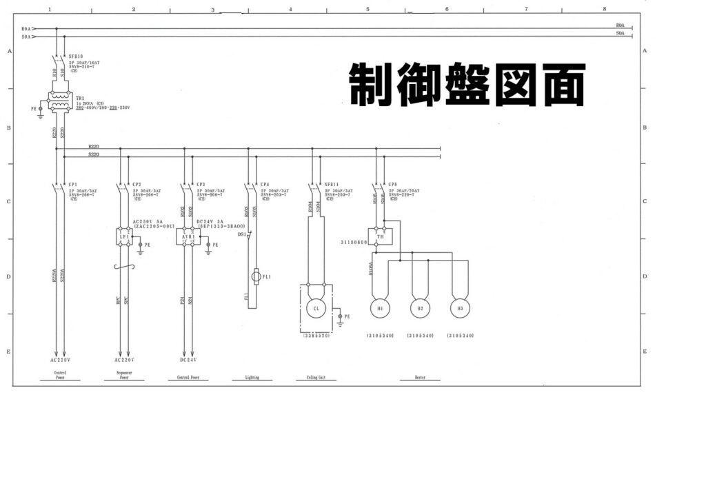 PLC制御盤の設計図面
